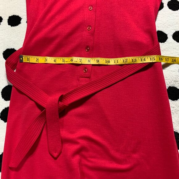 Vintage 70s Button Tie Front  Ruffle Trim Modest 60s Retro Secretary Dress - Picture 12 of 16